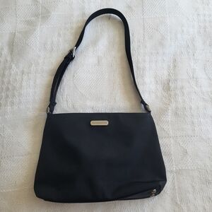 Frankie & Johnnie Black Nylon Shoulder Bag with Silver Accent